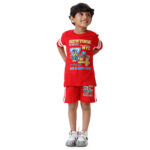 Red Cotton Printed T-Shirt & Shorts Set for kids - Stylish & Comfortable Outfit